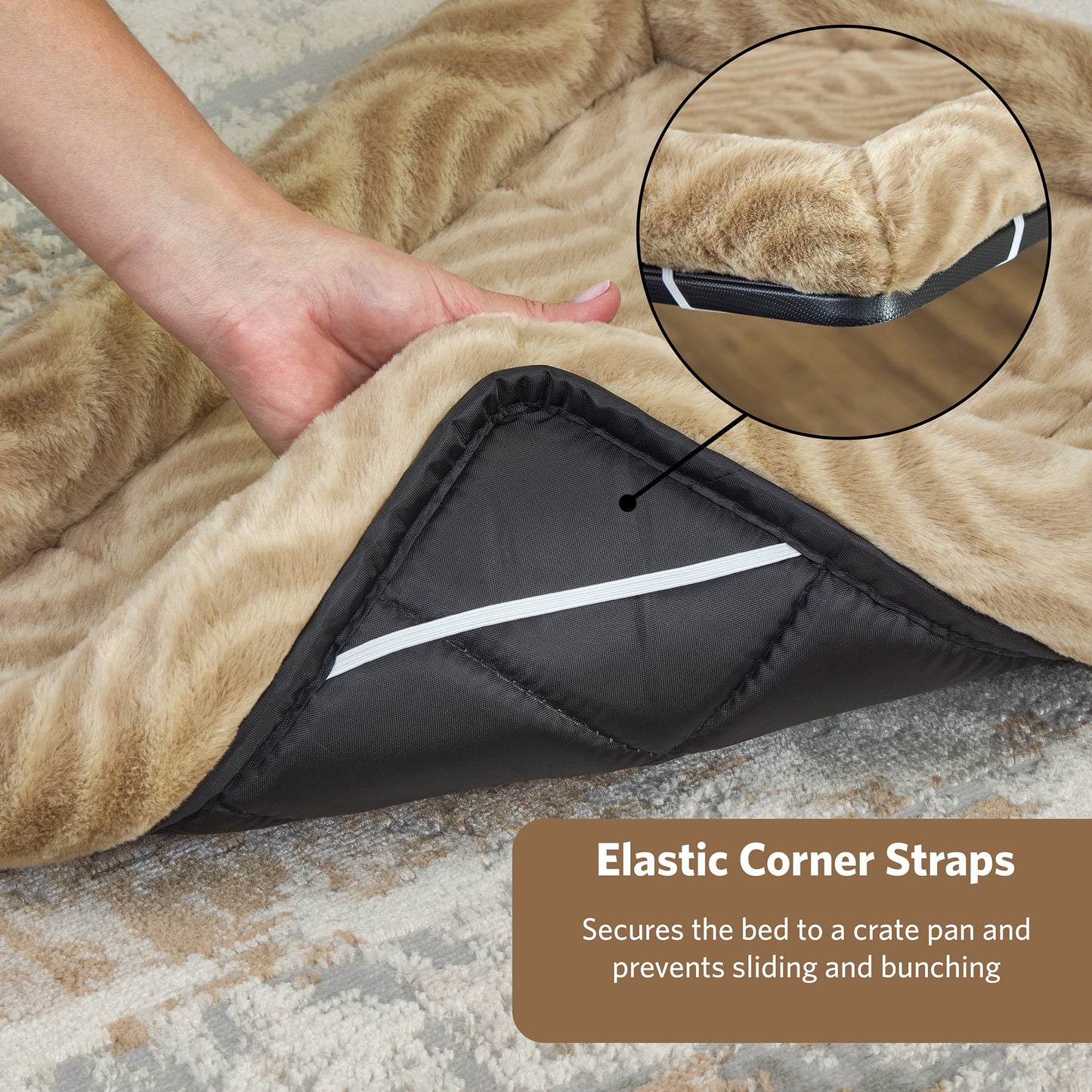 48Inch Tan Wave Pet Bed for Extra Large Dog/Cat with Slip Resist Bottom