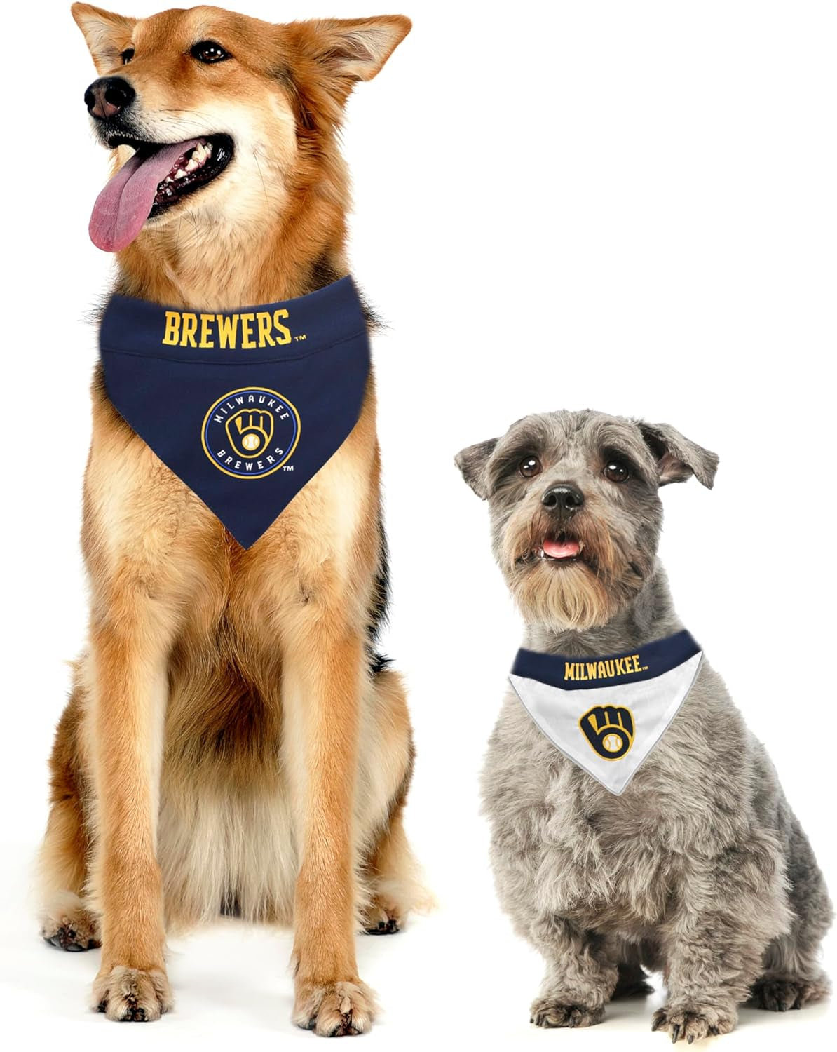 BRW-3217-L-XL MLB Milwaukee Brewers Reversible Pet Bandana, Large/X-Large, MLB Team Color
