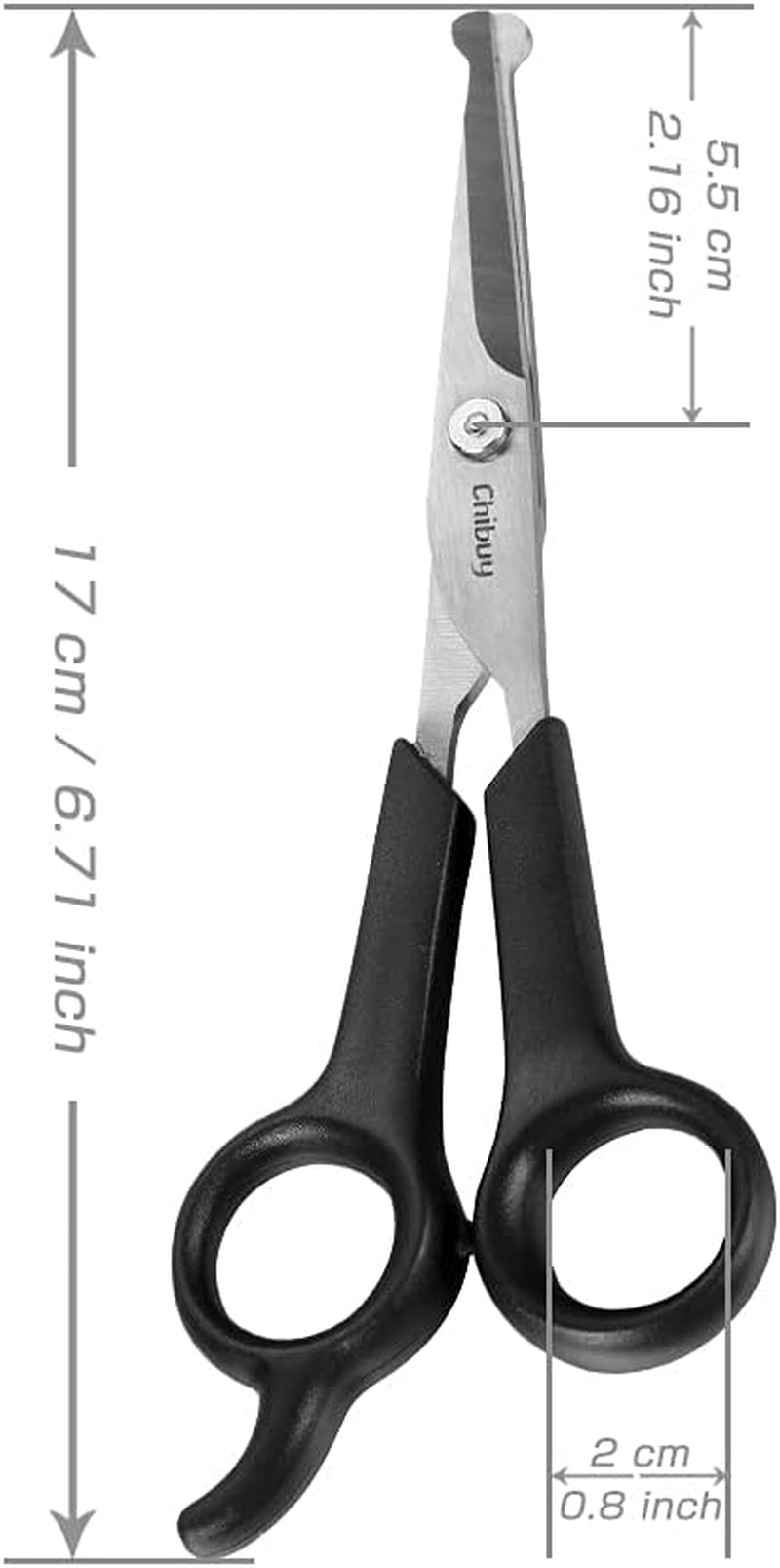 Dog Grooming Scissors Set with Safety round Tips Stainless Steel Dog Eye/Face Cut Shears, Home Professional Pet Grooming Scissros Kit for Dogs,Cats and Furry Animals, 6.7"- Pack of 2