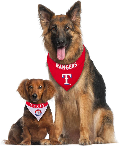 RAN-3217-L-XL MLB Dog Bandana - Texas Rangers Reversible Pet Bandana, Large/X-Large, MLB Team Color