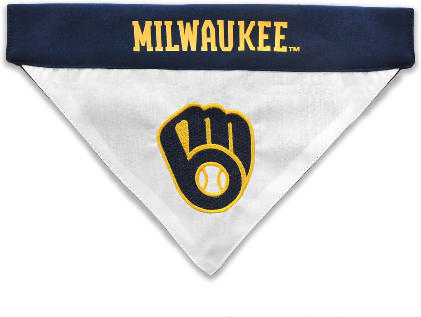 BRW-3217-L-XL MLB Milwaukee Brewers Reversible Pet Bandana, Large/X-Large, MLB Team Color