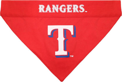 RAN-3217-L-XL MLB Dog Bandana - Texas Rangers Reversible Pet Bandana, Large/X-Large, MLB Team Color