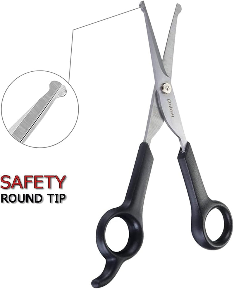 Dog Grooming Scissors Set with Safety round Tips Stainless Steel Dog Eye/Face Cut Shears, Home Professional Pet Grooming Scissros Kit for Dogs,Cats and Furry Animals, 6.7"- Pack of 2