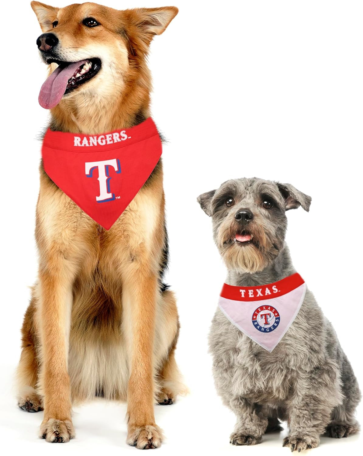 RAN-3217-L-XL MLB Dog Bandana - Texas Rangers Reversible Pet Bandana, Large/X-Large, MLB Team Color