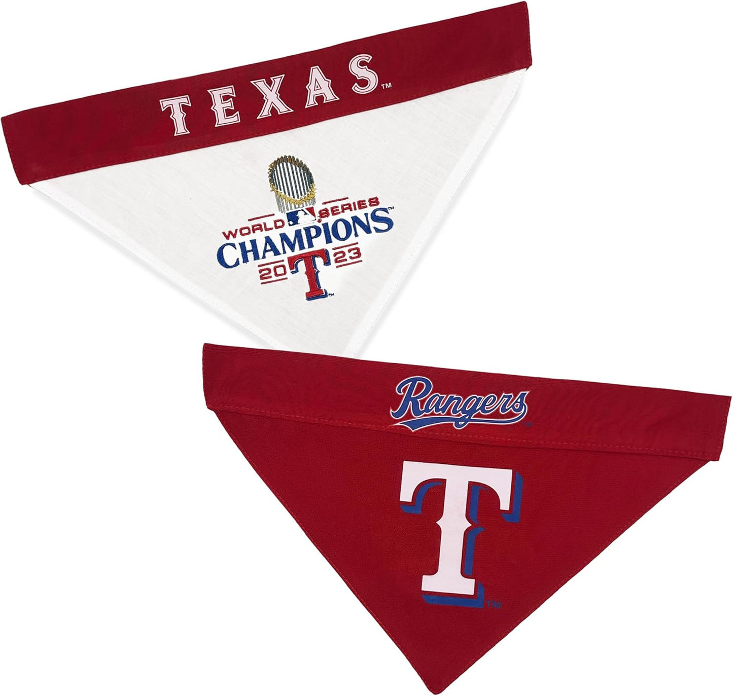 RAN-3217-L-XL MLB Dog Bandana - Texas Rangers Reversible Pet Bandana, Large/X-Large, MLB Team Color