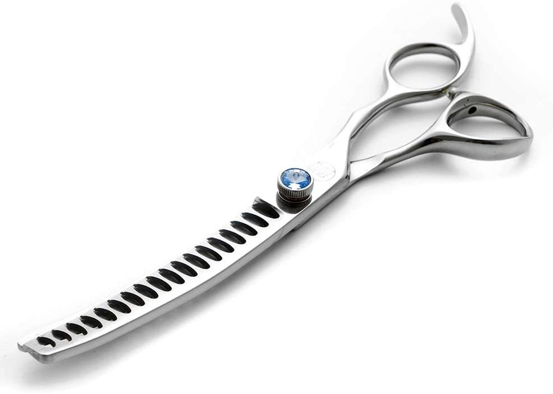 Professional 7.0" Dog Grooming Chunkers Scissors, Upward Curved Pets Grooming Thinning/Blending Shears - Japan 440C Stainless Steel for Pet Groomers or Family DIY Use 18 Teeth