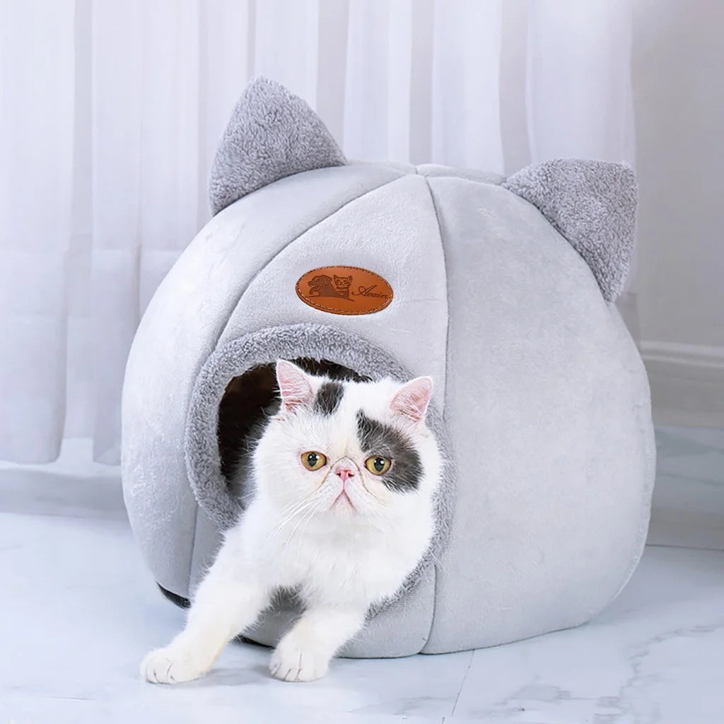 Cat House Bed,Pet Beds Clearance Cat House Dog round Cat Winter Warm Nest Soft Foldable Sleeping Mat Pad Cozy Cat Cave Cute Pet Tent Beds for Cats Puppy Small Dogs