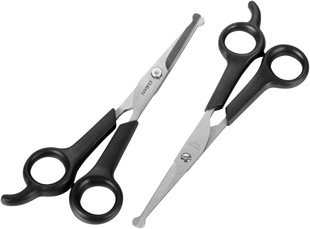 Dog Grooming Scissors Set with Safety round Tips Stainless Steel Dog Eye/Face Cut Shears, Home Professional Pet Grooming Scissros Kit for Dogs,Cats and Furry Animals, 6.7"- Pack of 2