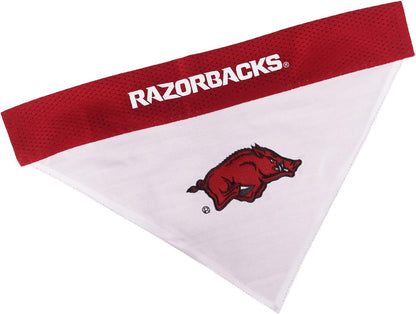 Collegiate Pet Accessories, Reversible Bandana, Arkansas Razorbacks, Small/Medium