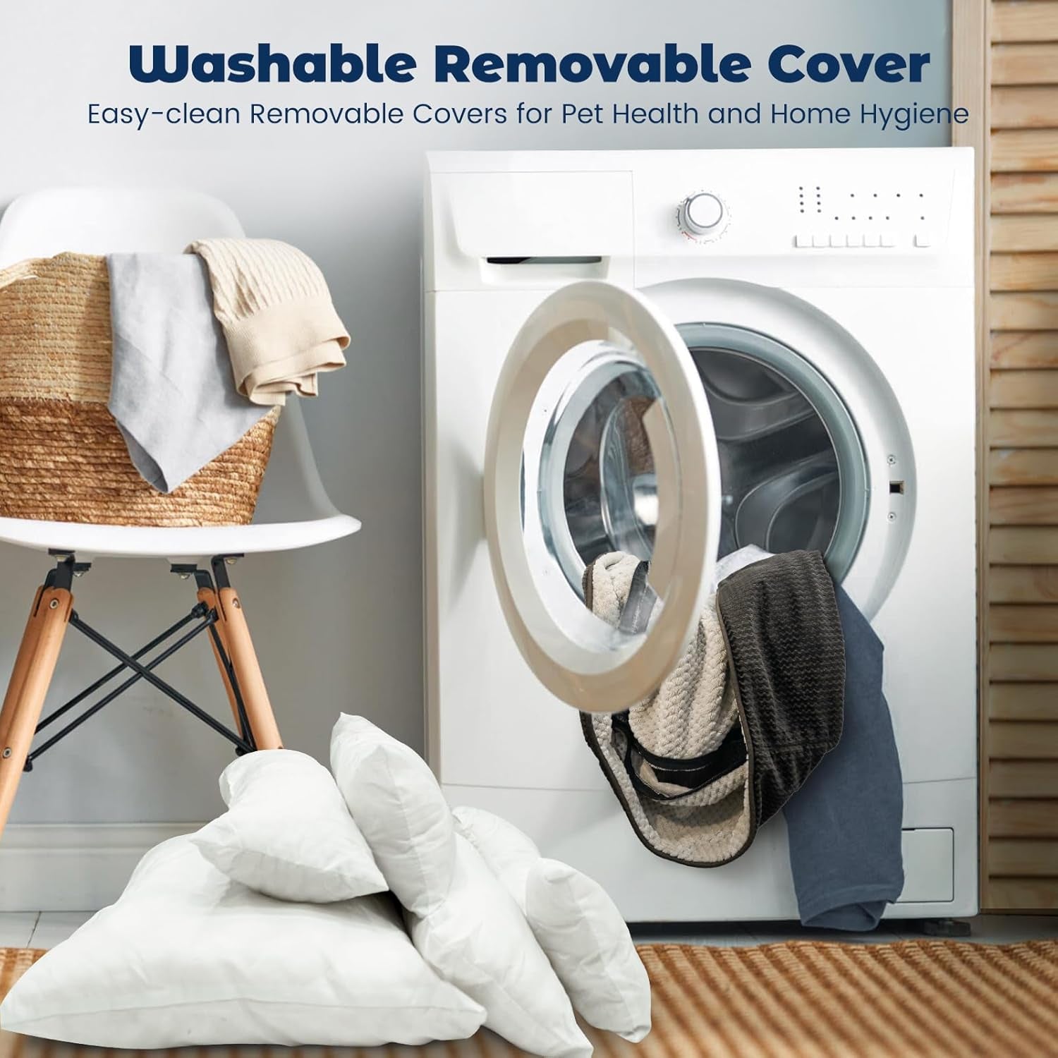 Cat Bed for Indoor Cats Washable Removable Cover - Small Pet Bed with Side Square Dog Bed Rectangle Soft Puppy Bed Bolster Cuddle Kitten Bed with Wall Slip-Resistant Bottom, Brown 20 Inch