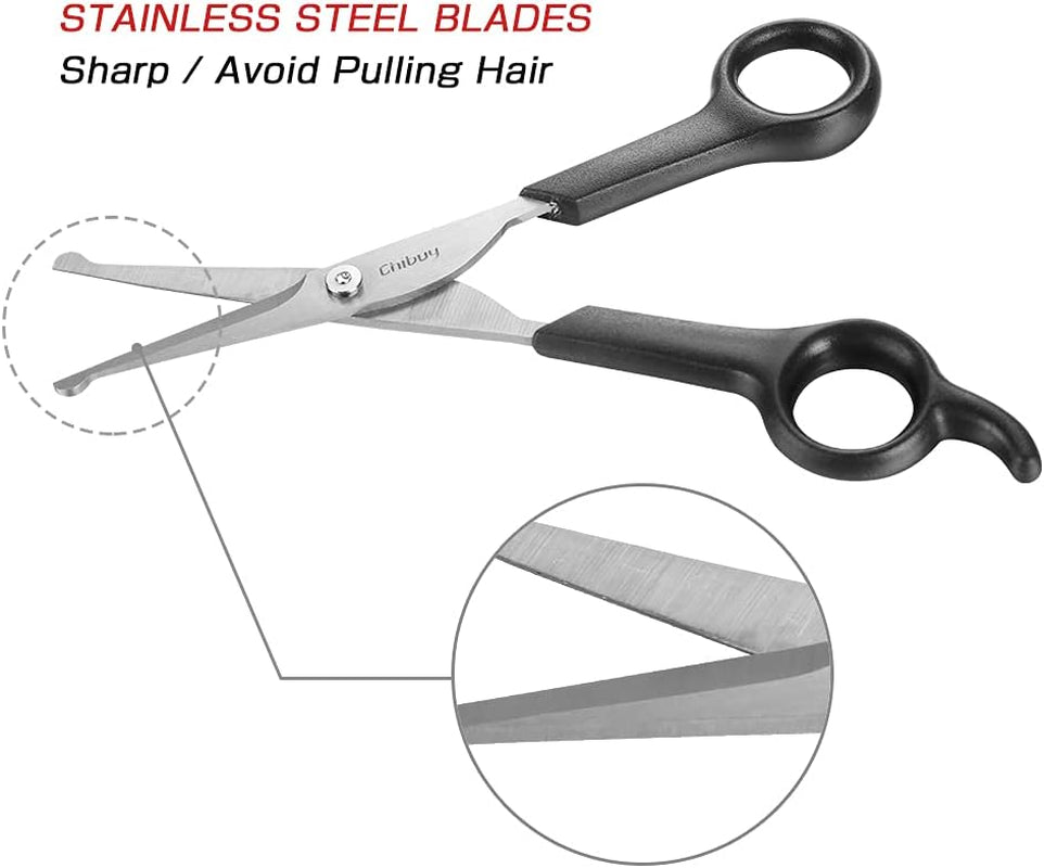 Dog Grooming Scissors Set with Safety round Tips Stainless Steel Dog Eye/Face Cut Shears, Home Professional Pet Grooming Scissros Kit for Dogs,Cats and Furry Animals, 6.7"- Pack of 2