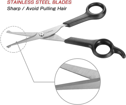 Dog Grooming Scissors Set with Safety round Tips Stainless Steel Dog Eye/Face Cut Shears, Home Professional Pet Grooming Scissros Kit for Dogs,Cats and Furry Animals, 6.7"- Pack of 2