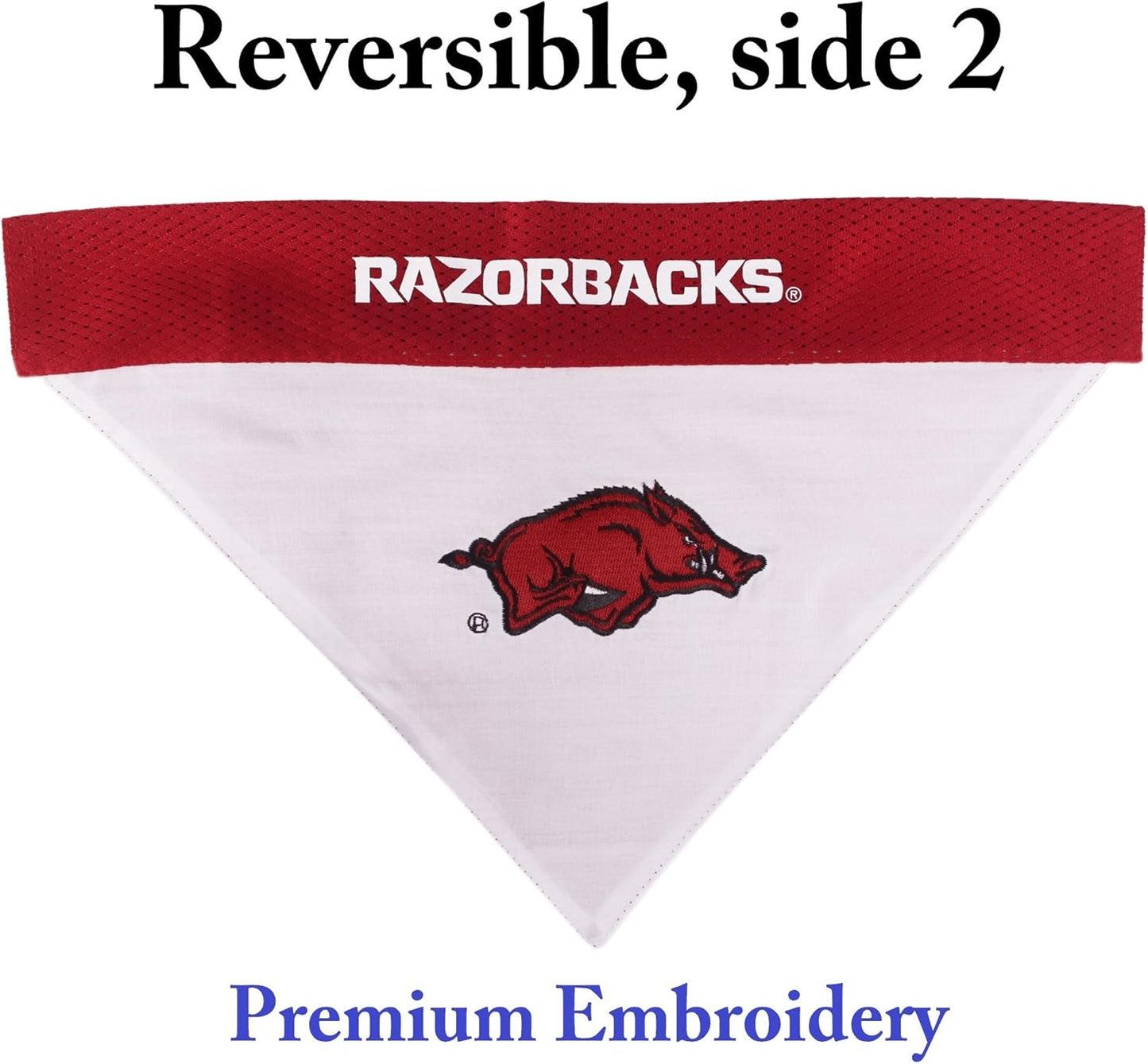 Collegiate Pet Accessories, Reversible Bandana, Arkansas Razorbacks, Small/Medium