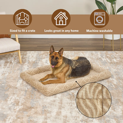 48Inch Tan Wave Pet Bed for Extra Large Dog/Cat with Slip Resist Bottom