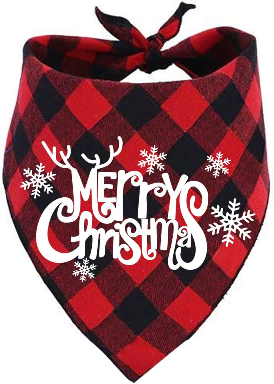 Dog Christmas Bandana Classic Buffalo Plaid Pets Scarf Triangle Bibs Kerchief for Small Medium Large Dogs Cats Pets