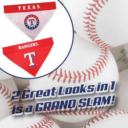 RAN-3217-L-XL MLB Dog Bandana - Texas Rangers Reversible Pet Bandana, Large/X-Large, MLB Team Color